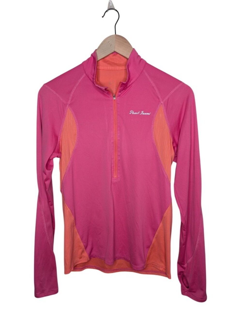 Pearl Izumi Womens Pink Orange Long Sleeve Quarter-Zip Cycling Top Size M